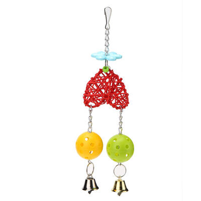 

Parrot Ball Bell Rattan Heart Bird Bite Chew Toys Pet Cage Hanging Decor