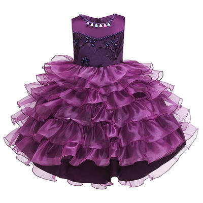 

Flower Decor Dress Sleeveless O-neck Children Mesh Princess Tutu Dresses
