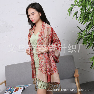 

Autumn&winter national wind scarf female dual-use shawl summer air conditioning shawl grape flower jacquard scarf factory direct