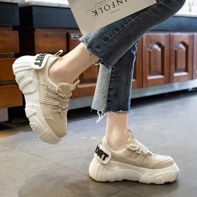 

Thick-soled muffin heel womens shoes low-upper shoes lace-up sneakers autumn&winter studentsshoes daddys shoes are cool