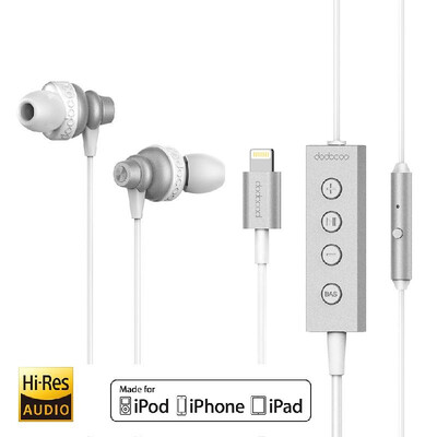 

dodocool MFi Certified Hi-Res In-ear Stereo Earphone with Lightning Connector Remote&Mic - 24 bit High-Resolution Audio