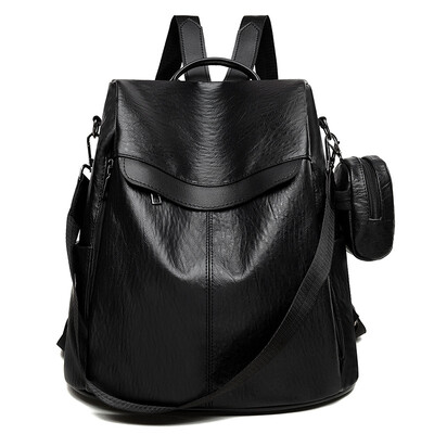 

Backpack ladies new fashion PU soft leather multi-function shopping backpack