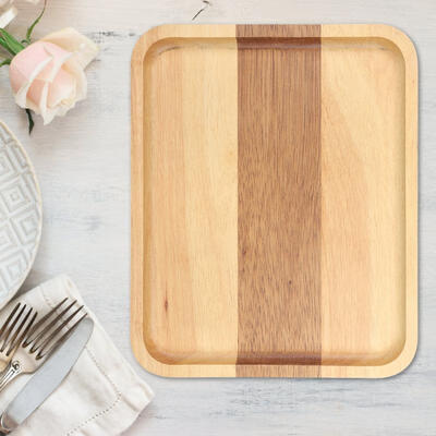 

Greensen Round Natural Wood Serving Tray Wooden Plate Tea Food Server Dishes Water Drink Platter