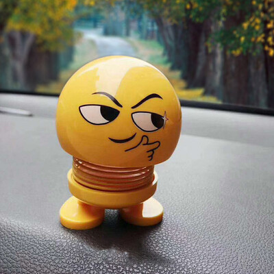 

Gobestart Spring Cute Smiley Doll Car Ornament Interior Dashboard Decor Bounce Toys