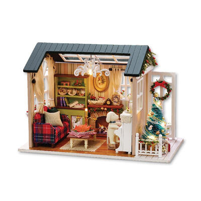 

Handmade Holiday Wooden Doll House Miniature DIY Dollhouse Furniture Toy