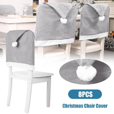 

Christmas Chair Cover Grey Non-woven Christmas Decoration Chairs Protection