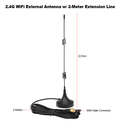 

24GHz WiFi External Antenna 7dBi w 2 Meter Extension Line Magnetic Sucker Base SMA Male Connector for Wireless Router WiFi Adapt