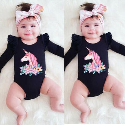 

Newborn Kids Baby Boys Girls Long Sleeve Unicorn Romper Bodysuit Jumpsuit Outfit