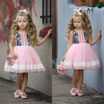 

Toddler Kid Baby Girls Tulle Tutu Flower Pageant Party Sleeveless Dress Sundress