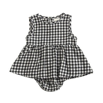 

Summer Infant Baby Sleeveless Plaid Print Rompers Dress Kids Girls Jumpsuit Newborn Clothes