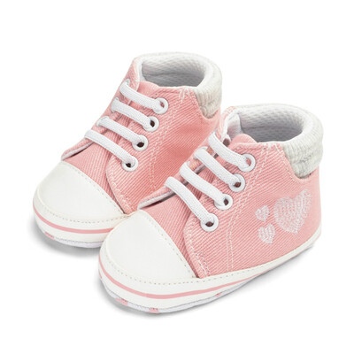 

Denim Baby Shoes Newborn Embroidered Heart Shape Cute Baby Girl Shoes First Walkers Fashion Soft Bottom Baby Canvas Boys Shoes