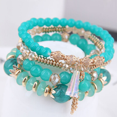 

Retro Handmade Multi-layer Crystal Beads Bracelet for Girls Woman Chic Gift Nice