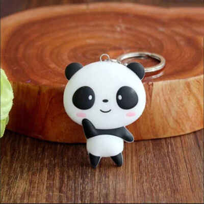 

Cute Cartoon Panda Keychain Keyring Bag Pendant Silicone Animals Panda Handbag Key Ring Chain