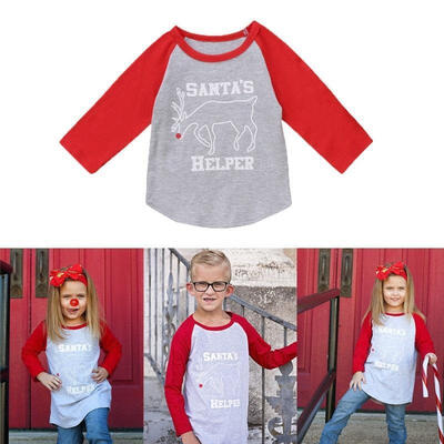 

Christmas Kids Baby Boy Girl Deer Xmas Long Sleeve Tops T-shirt Clothes