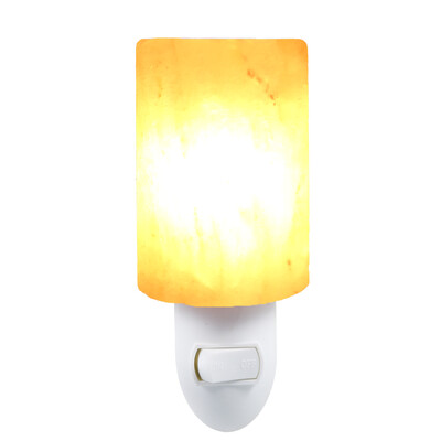 

Cylindrical Shaped Salt Rock Night Light Hand Carved Crystal Wall Lamp