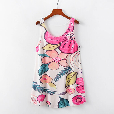 

Nomeni Women Printed Sleeveless long Section Of the Large Shirt Tide T Top Vest