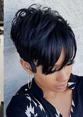 

Permed Fluffy Short Natural Color Best Remy Human Hair Wig For Black Women Brazilian Virign Natural Curly Real Hair Full Lace wigs