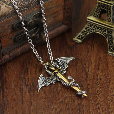 

Fashion Angel Sword Dragon Pterosaur Pendant Necklace Angel