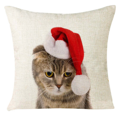 

Siaonvr Xmas Christmas Cat Sofa Home Decoration Festival Pillow Case Cushion Cover