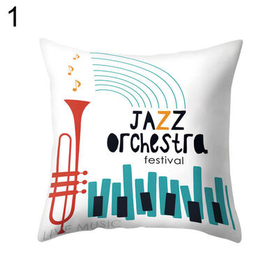 

Jazz Music Drum Cello Tuba Pillow Case Cushion Cover Bed Car Cafe Office Decor