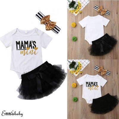 

Baby Girl outfit set Summer Romper 3pcs HeadbandBodysuitPants Clothes Set