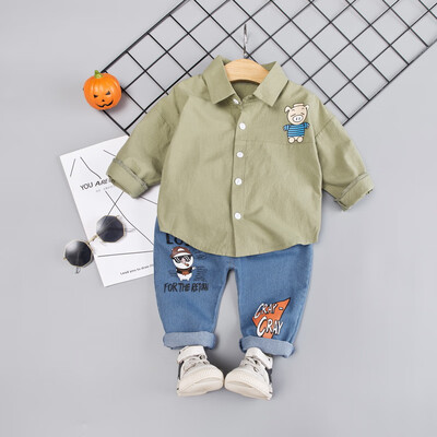 

Autumn Children Baby Boys Casual Long Sleeve Cartoon Pig Print Blouse TopsDenim Pants Trouser Set