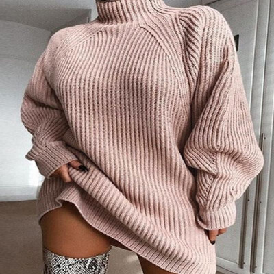 

Pure Color Mock Neck Ribbed Long Raglan Sleeves Knitwear