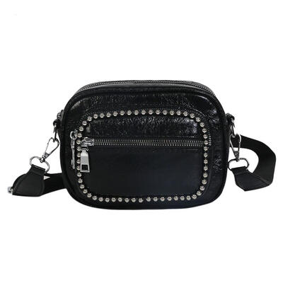 

Burst PU Leather Women Casual Rivets Shoulder Purse Zipper Crossbody Bags