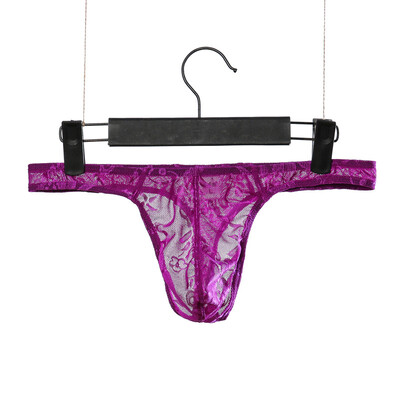 

Mens Lace T-back Thongs See-through Low-rise Underwear Briefs G-string Bikinis