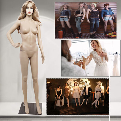 

Akimbo Straight Foot body model Female Dress Form Plastic Mannequin Full Body Display stand with Metal Base