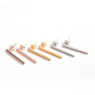

Rectangle 304 Stainless Steel Stud Earrings Mixed Color 30x2mm Pin 08mm
