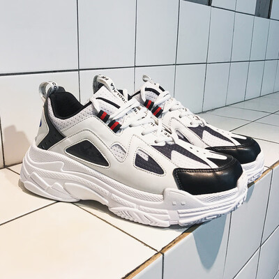 

Autumn mens shoes Korean version of the trend of mens sports&leisure port wind old man wild white shoes mesh net red with the tide shoes
