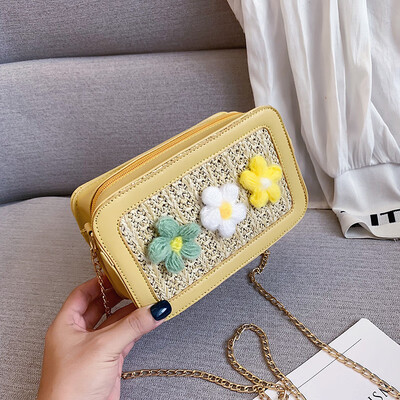 

Little fairy wild temperament shoulder bag fashion casual Messenger bag 2019 new Sen cute flower woven bag