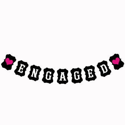 

FUNNYBUNNY ENGAGED Banner Gold Glitter Bunting Garland - Wedding Bridal Shower Engagement Party Decoration Supplies favors
