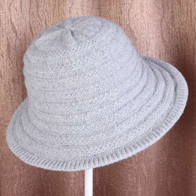 

Fallwinter 2019 new tide wool knitted wool hat ladies solid color outdoor warm wide pot hat fisherman hat