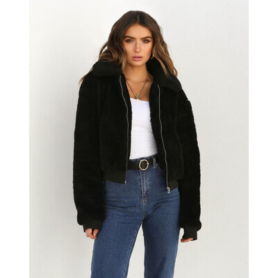 

Velvet Jacket Jacket Female Solid Color Lapel Long Sleeve Autumn And Winter Models Super Warm White Green Black Brown Four