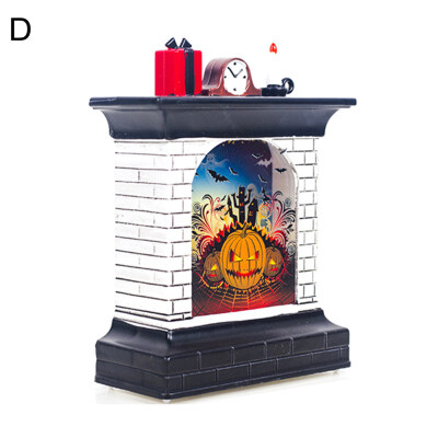 

3D Fireplace Pumpkin Witch Halloween Night Light LED Table Desk Lamp Home Decor