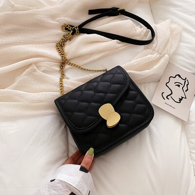 

Texture contrast color bag chic lock chain womens bag new 2019 diamond small square shoulder bag messenger bag