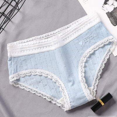 

2019 New Cotton Panties Ladies Lace Side Panties Women Comfortable Breathable Waist Large Size Briefs