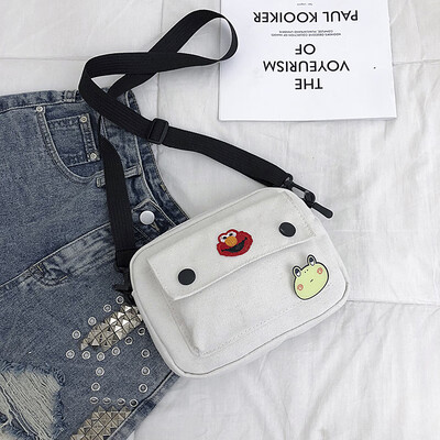 

Casual fashion ugly sesame street canvas bag female 2019 new cute cartoon simple versatile shoulder Messenger bag