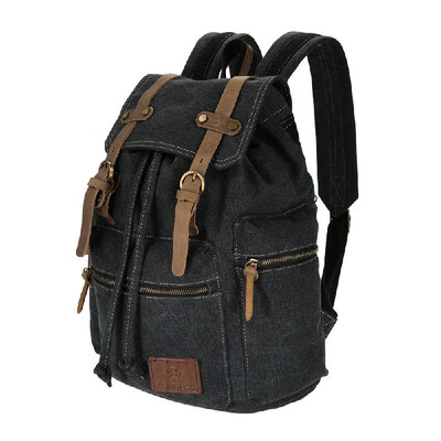 

TOMSHOO Multifunction Canvas Backpack Vintage Shoulder Bag Travel Bag Outdoor Leisure Rucksack Mens Laptop Backpack