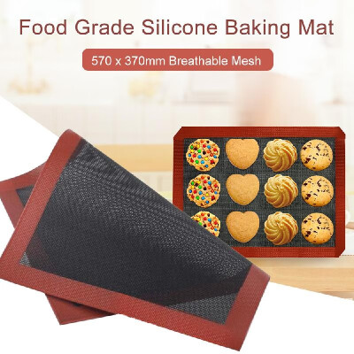 

Food Grade Silicone Baking Mat 570 x 370mm Half Sheet Mat Breathable Mesh Non-Stick Baking Half Sheet for Bread Bun Pastry Pie Coo