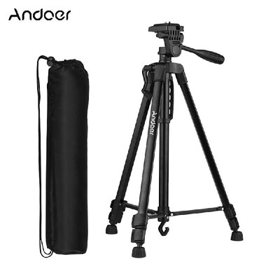 

Andoer Lightweight Photography Tripod Stand Aluminum Alloy 3kg Load Capacity Max Height 135cm53in with Carry Bag Phone Holder fo