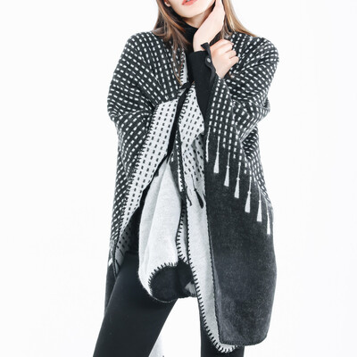 

Toponeto Fashion Women Blanket Dot Pattern Tartan Coat Wrap Cozy Shawl
