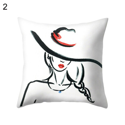 

Women Portrait Pillow Case Cushion Cover Sofa Bed Car Cafe Office Decoration