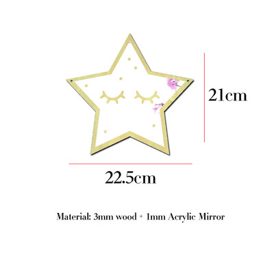 

Gobestart Nordic Wood Acrylic Mirror Cartoon Wall Camera Props Kids Room Wall Decoration A