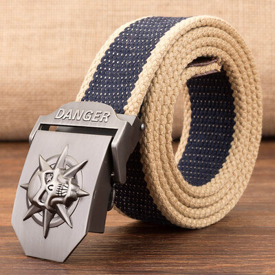 

Trend new Automatic Buckle Unisex belt Stripe Canvas Weaving Multifunction Men belt casual youth student belt