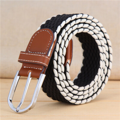 

New elastic force weaving Unisex belt fashion stripe canvas Alloy pin buckle Men belt casual simple Men&Women cowboy belt