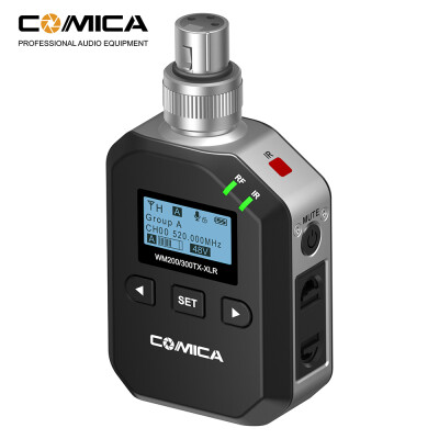 

CoMica WM200300-XLR 96-Channel UHF Cannon Interface Metal Wireless Microphone XLR Transmitter with LCF Auto Scanning Auto IR