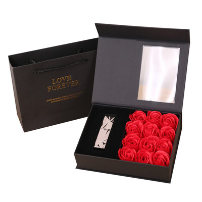 

Ring Necklace Holder Flip Paper Box Soap Rose Flower Jewelry Lipstick Gift Case